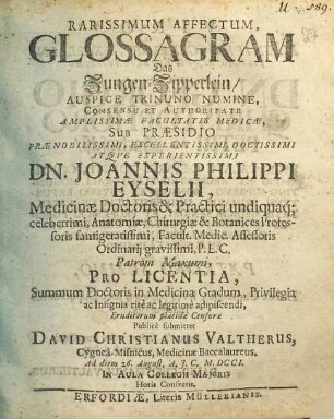 Rarissimum Affectum, Glossagram Das Zungen-Zipperlein