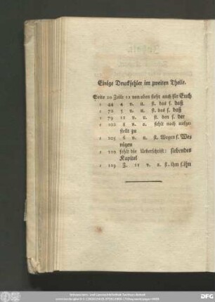 Druckfehler im zweiten Theile.