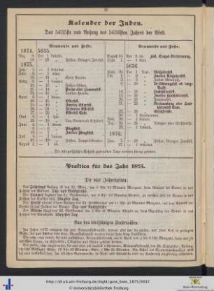 Practica für das Jahr 1875.