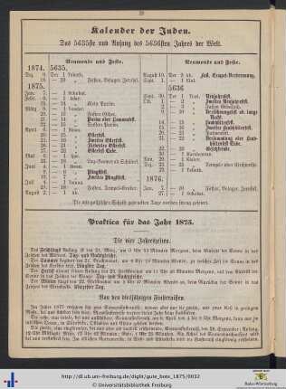 Practica für das Jahr 1875.