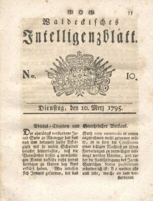 No. 10, Dienstag, den 10. Merz 1795