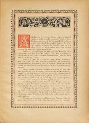 Gedenkblatt und Urkunde zur Feier der Grundsteinlegung der neuen kathol. Stadtpfarrkirche St. Anna in München : 30. October 1887