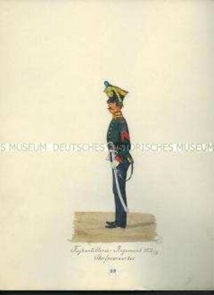Uniformdarstellung, Oberfeuerwerker des Fuß-Artillerie-Regiments, Sachsen, 1822/1831.