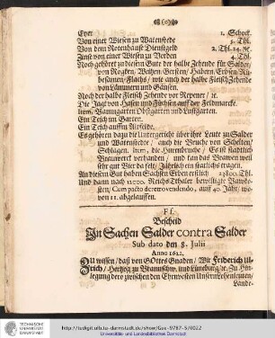 Bescheid In Sachen Salder contra Salder sub dato den 8. Julii