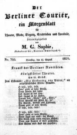 No. 760, Dienstag, den 18. August 1829