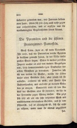 Die Pyramiden und die schönen Frauenzimmer-Pantoffeln.