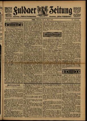 Erste Ausgabe vom Mittwoch, den 15. April 1903.
