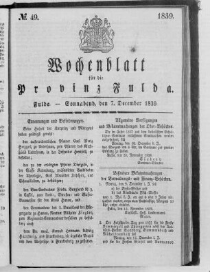 No. 49, Ausgabe vom 7. Dezember 1839