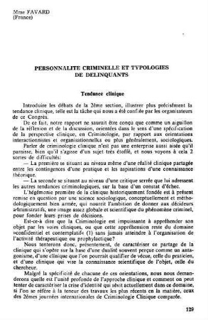 129-144, Personnalité criminelle et typologies de delinquants