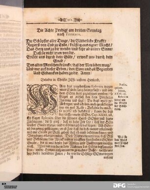 Die Achte Predigt am dritten Sonntag nach Trinitatis.