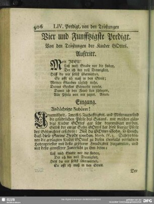 Vier und Funfftzigste Predigt. Von den Tröstungen der Kinder Gottes