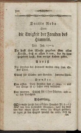 Dritte Rede über die Ewigkeit der Freuden des Himmels.
