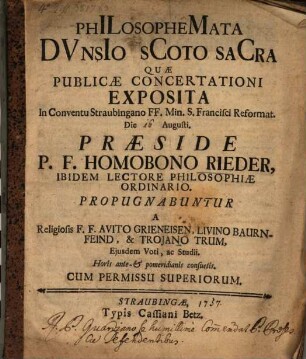 Philosophemata Dunsio Scoto sacra