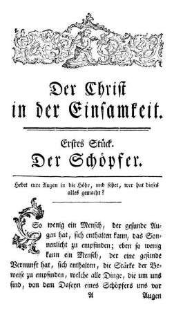 I. Stück. Der Schöpfer