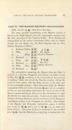 Part VI. - The Manchu military organization