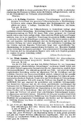 475-476, Karl Mohr. Die Bemessung der Geldstrafe. 1913