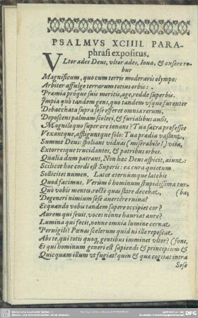Psalmus XCIIII. Paraphrasi expositus