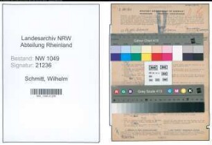 Entnazifizierung Wilhelm Schmitt , geb. 06.08.1888 (Lehrer)