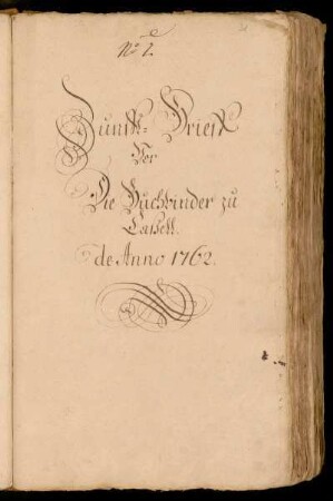 No.2 Buchbinder zu Caßell de Anno 1762.