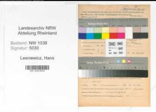 Entnazifizierung Hans Lesniewicz , geb. 21.10.1910 (Angestellter)
