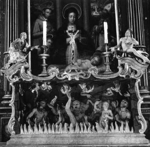 Altar : Altar (1619). Das Fegefeuer. Oberlienz, Friedhofskapelle
