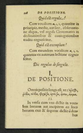 I. De Positione.