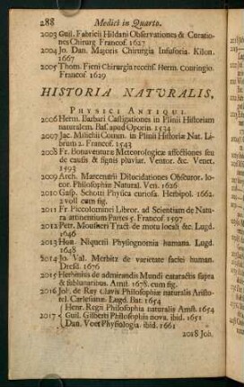 Historia Naturalis. Physici In Quarto.