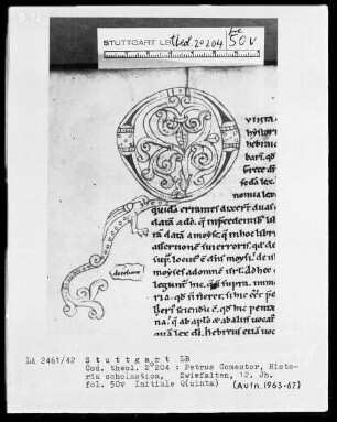 Petrus Comestor, Historia scholastica — Initiale Q(uarta), Folio 50verso