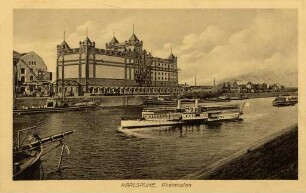 Postkartenalbum mit Motiven von Karlsruhe. "Karlsruhe. Rheinhafen"