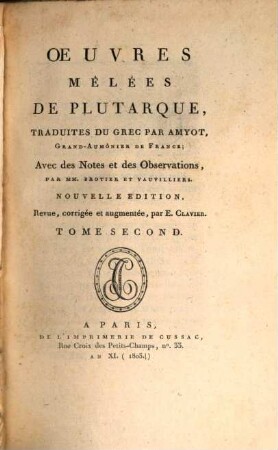 Oeuvres mêlées de Plutarque, 2