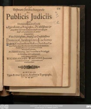 Disputatio Iuridica Inauguralis De Publicis Iudiciis