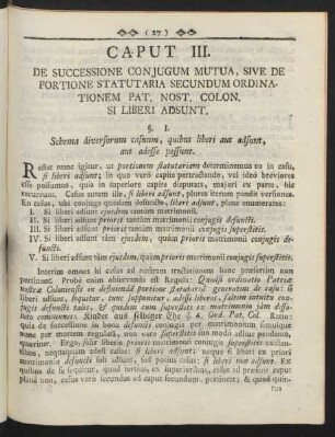 Caput III. De Successione Conjugum Mutua, Sive De Portione Statutaria Secundum Ordinationem ...
