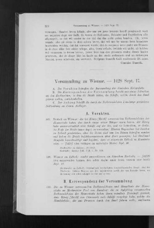 Versammlung zu Wismar. - 1428 Sept. 17.