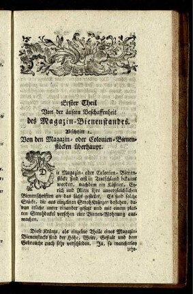 Abschnitt 1. Von den Magazin- oder Colonien-Bienenstöcken überhaupt.