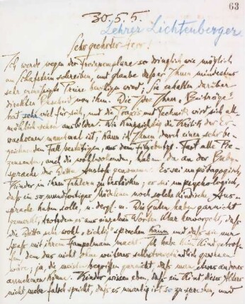Brief an Franz Lichtenberger