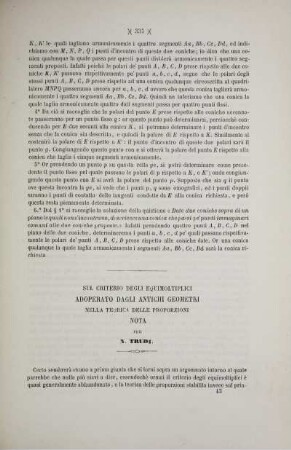 Sul criterio degli equimoltiplici adoperato dagli antichi geometri nella teorica delle proporzioni nota.