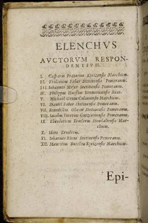 Elenchus Auctorum Respondentium