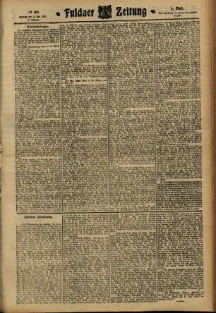Vierte Ausgabe vom Samstag, den 13. Mai 1911.