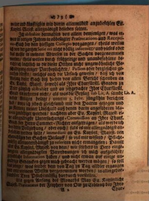 Copia Allerunterthänigsten Schreibens An Ihre Käyserl. Majestät. Des Herrn Cammer-Praesidenten Graffen von Solms : De dato Wetzlar den 30. Junii 1703.