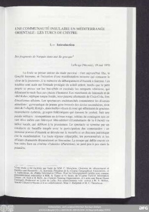 Une Communauté Insulaire En Méditerranée Orientale: Les Turcs De Chypre
