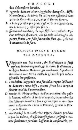 Oracoli Della S. Lvcretia Rangona.