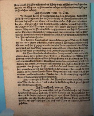 Ordinari Reichs-Zeittungen, Anno 1650. Auß Nürnberg vom 28. Augusti