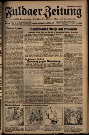 Erste Ausgabe vom Samstag, den 30. Oktober 1937.