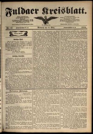 Erste Ausgabe vom Mittwoch, den 16. März 1904.