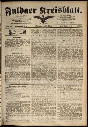 Erste Ausgabe vom Mittwoch, den 16. März 1904.