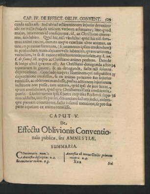 Caput V. De Effectu Oblivionis Conventionalis publicae, seu Amnestiae.