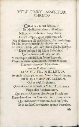 Vitæ Unico Assertori Christo.