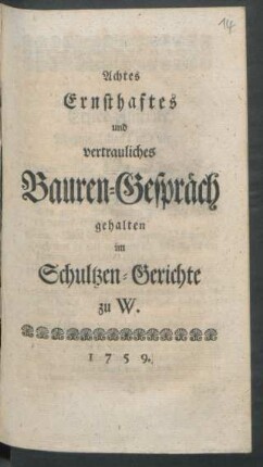 8: ... gehalten im Schultzen-Gerichte zu W.