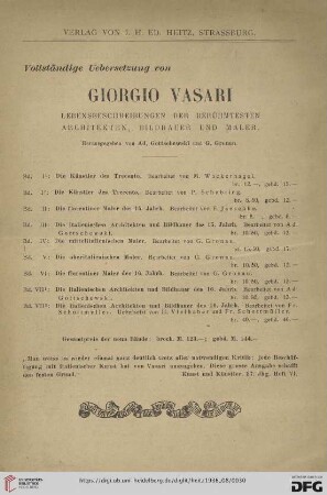 Vollständige Uebersetzung von Giorgio Vasari