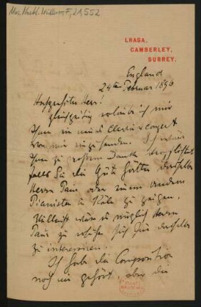 Brief an Franz Wüllner : 24.02.1896